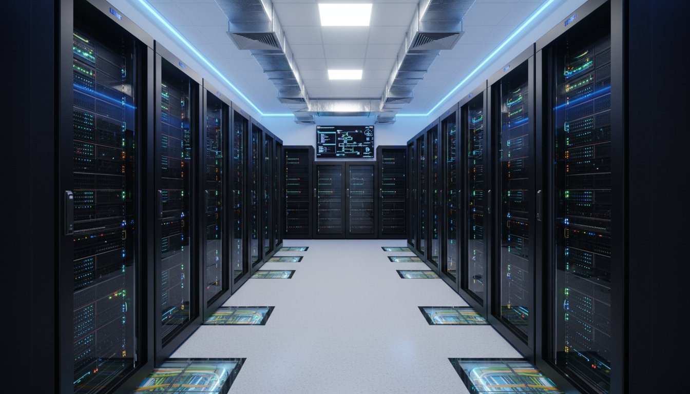 Data center server room interior