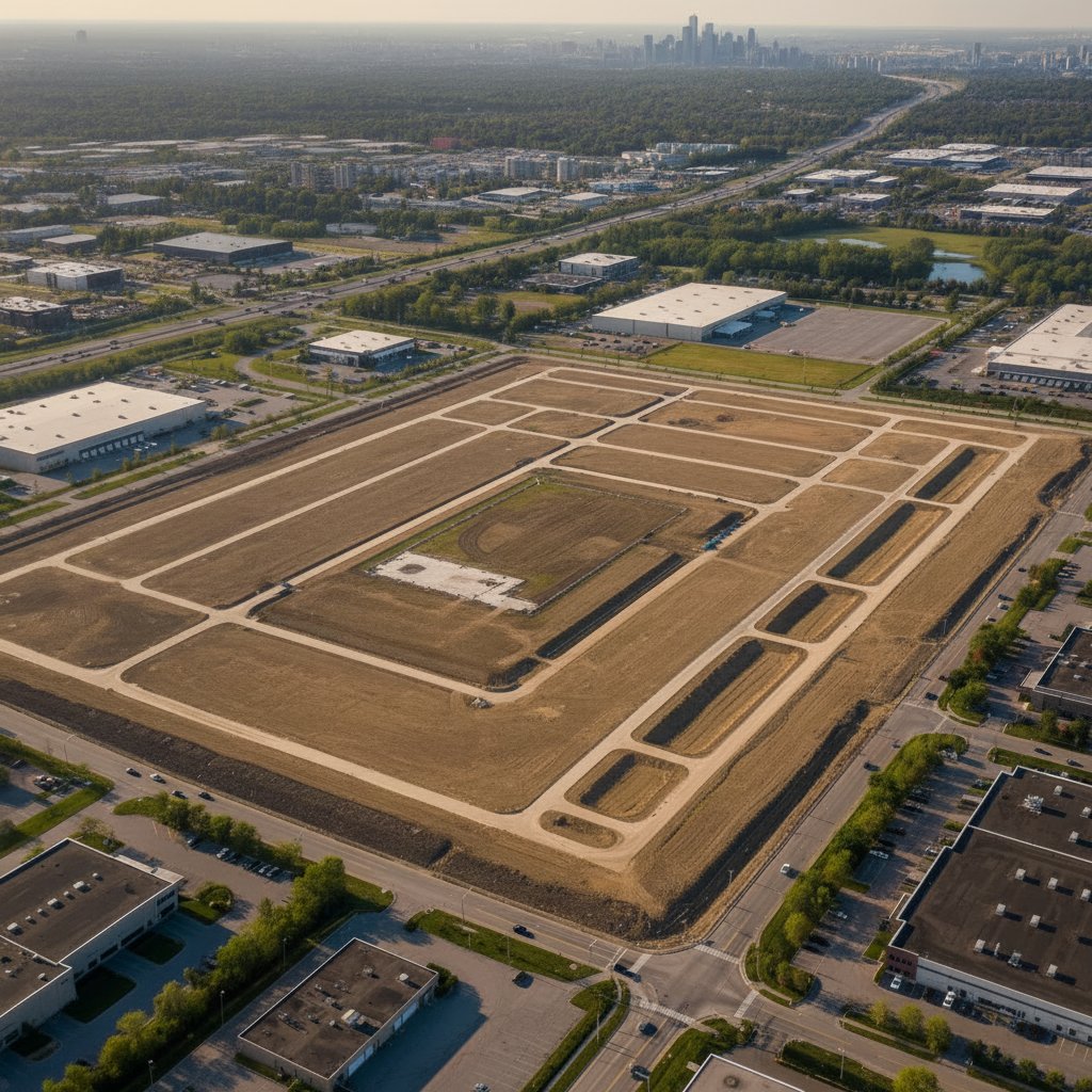 Aerial view of a GTA development site